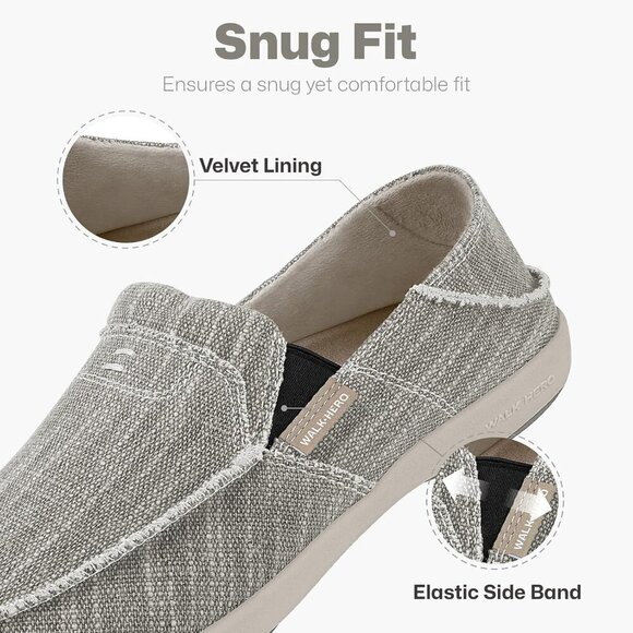 〽️Closed Toe Loafers Sneakers Men\'s Gray Canvas Slip On Orthopedic Lightweight main image 6